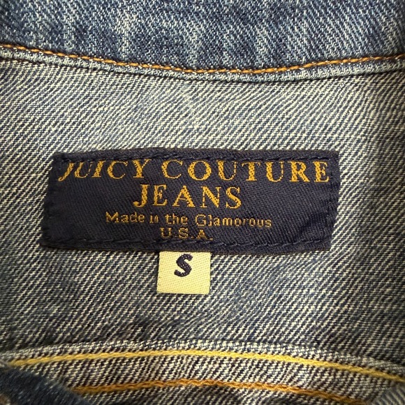 Juicy Couture Jeans Glamorous USA Women's Denim Heart Moto Jacket Y2K Size Small - Picture 8 of 16